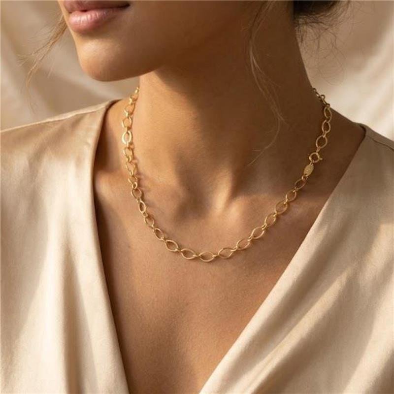 COLAR CHOKER ELOS FOLHEADA A OURO 18K 