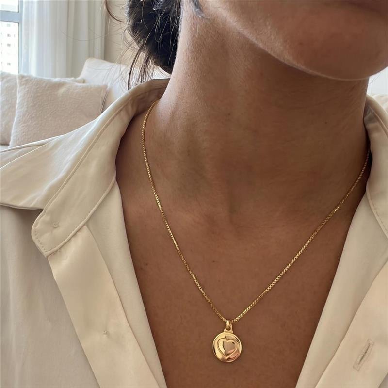 COLAR CORAÇÃO FOLHEADO A OURO 18K 