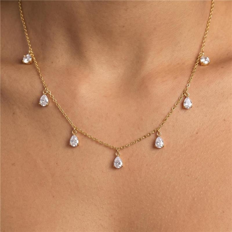 COLAR PONTOS DE LUZ FOLHEADO A OURO 18K 