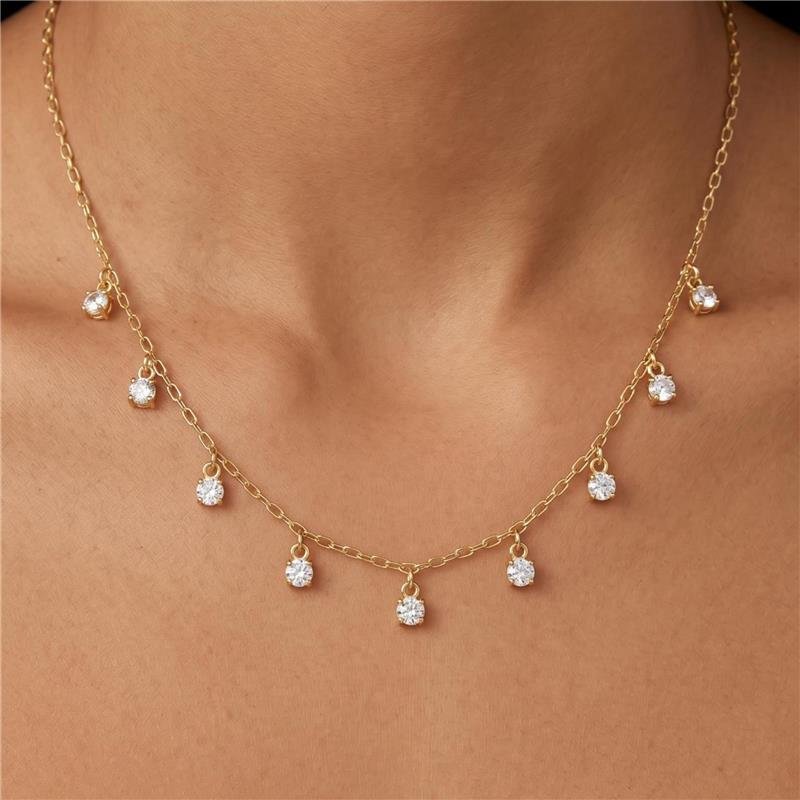 COLAR PONTOS DE LUZ FOLHEADO A OURO 18K 