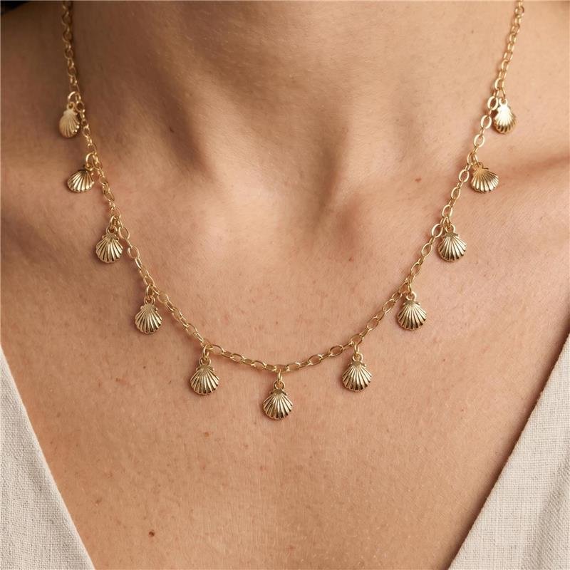 COLAR CONCHAS FOLHEADO A OURO 18K 