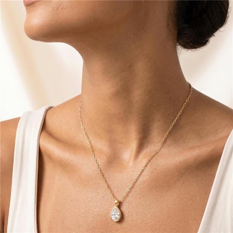 COLAR ZIRCÔNIA FOLHEADO A OURO 18K