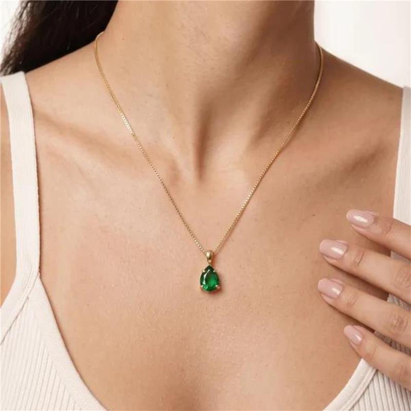 COLAR ZIRCÔNIA GOTA FOLHEADO A OURO 18K 