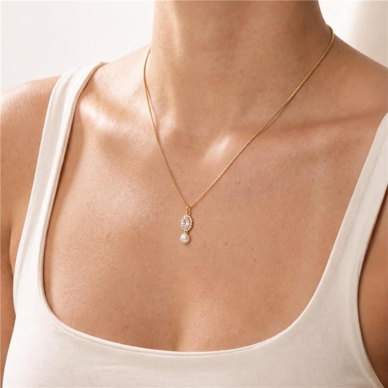 COLAR PÉROLA FOLHEADO A OURO 18K 