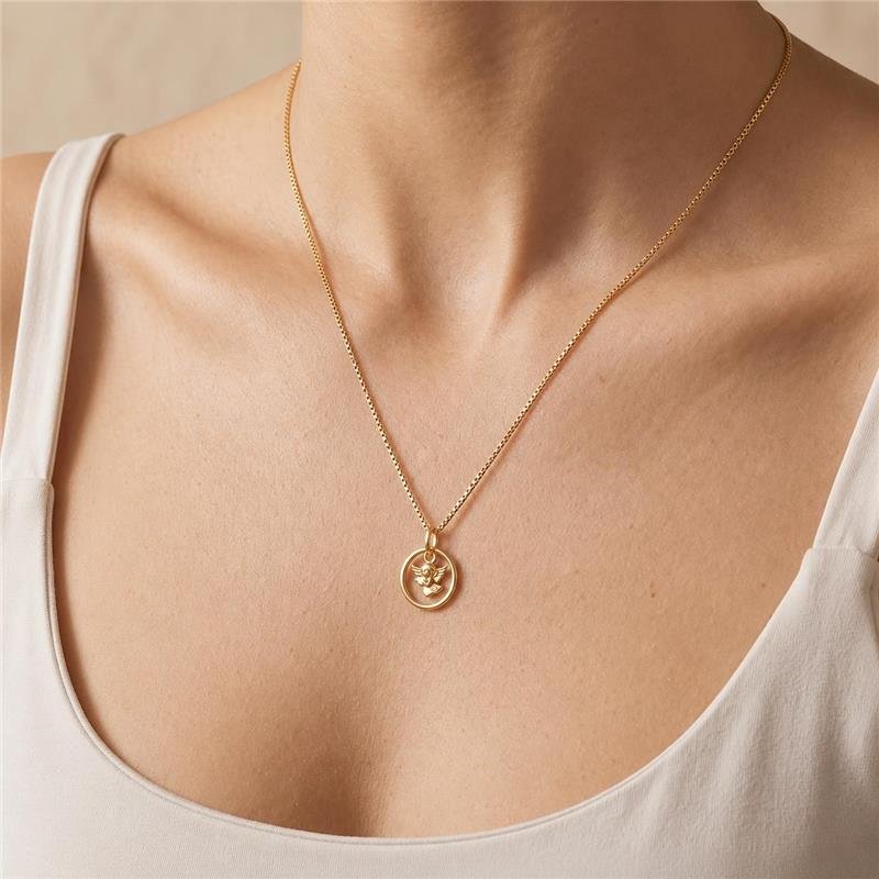 COLAR SANTO ANJO COM ZIRCÔNIAS FOLHEADO A OURO 18K 