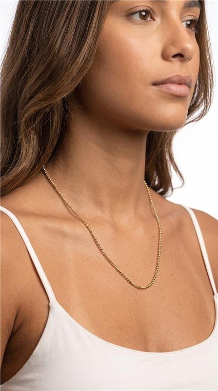 COLAAR DE BOLINHAS 50CM FOLHEADO A OURO 18K 
