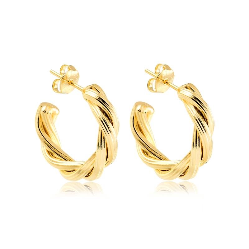 BRINCO DE ARGOLA TRAÇADO FOLHEADO A OURO 18K