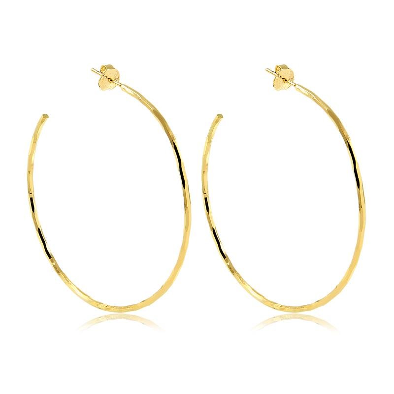 BRINCO DE ARGOLA DIAMANTADA ABERTA FOLHEADO A OURO 18K