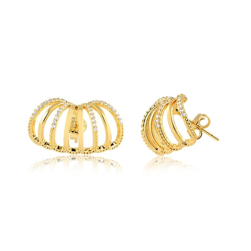 BRINCO EAR CUFF COM ZIRCÔNIA FOLHEADO A OURO 18K