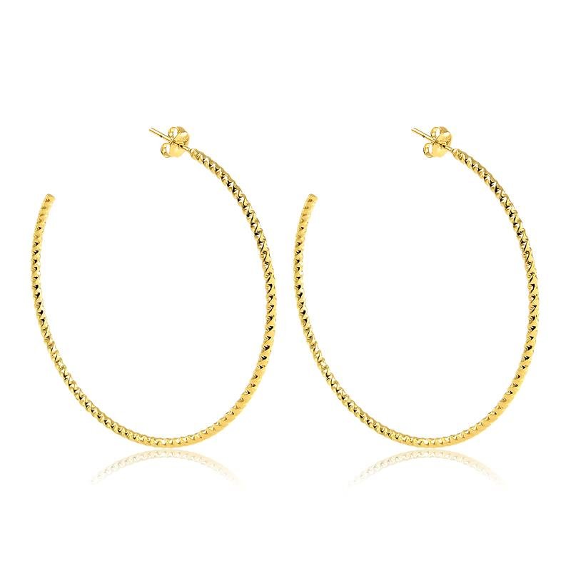 BRINCO DE ARGOLA TRABALHADA ABERTA FOLHEADO A OURO 18K