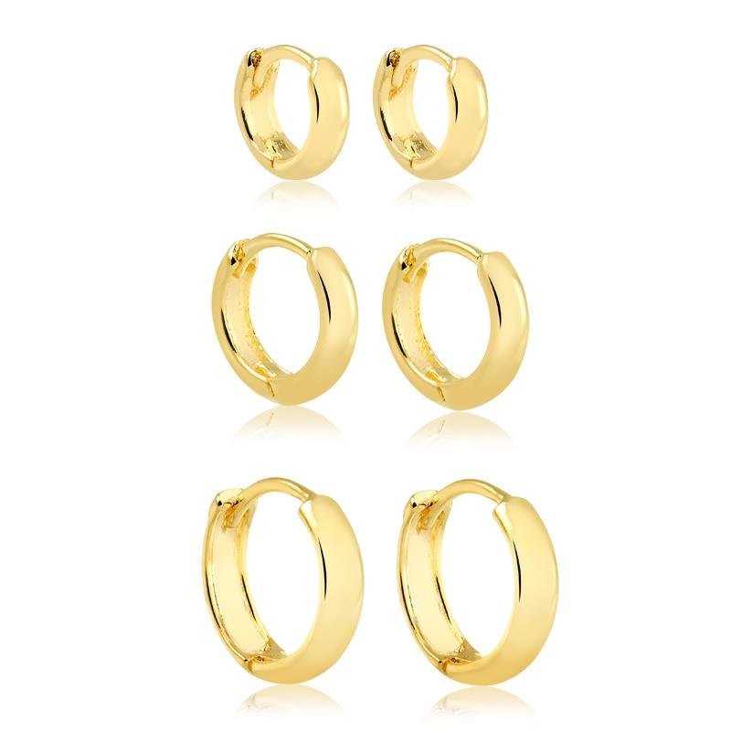 BRINCO DE TRIO COM ARGOLA FOLHEADO A OURO 18K