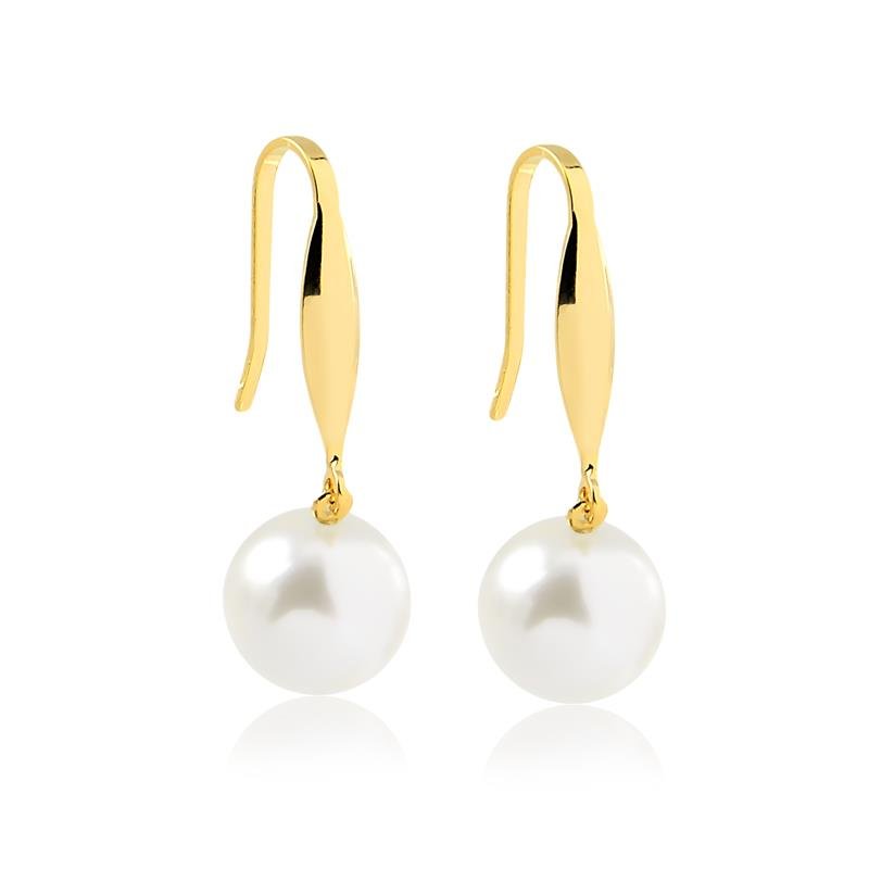 BRINCO DE GANCHO E PÉROLA FOLHEADO A OURO 18K