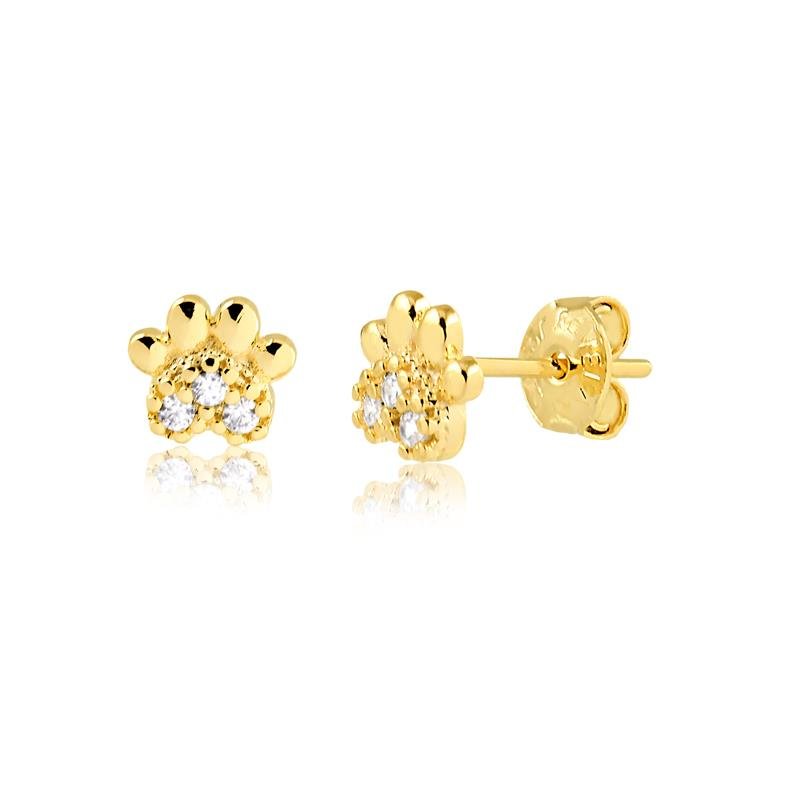 BRINCO COM PATINHA PET COM DETALHES EM ZIRCÔNIAS FOLHEADO A OURO 18K