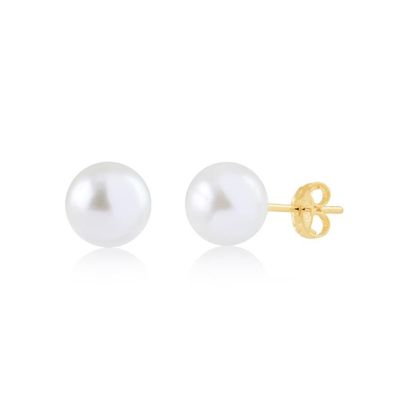 BRINCO PÉROLA 10MM FOLHEADO A OURO 18K