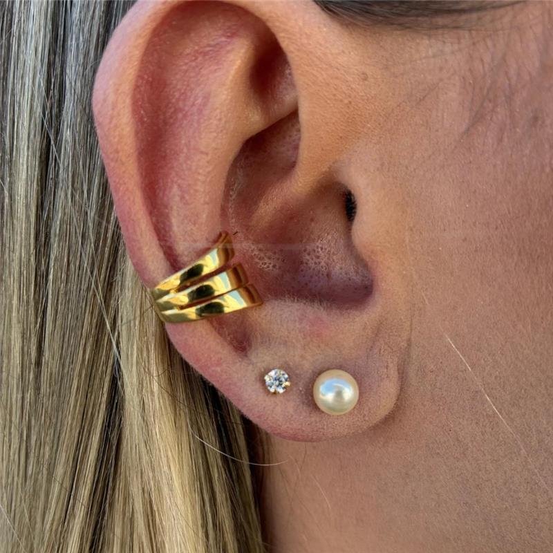 BRINCO PÉROLA 8 MM PREMIUM FOLHEADO A OURO 18K 