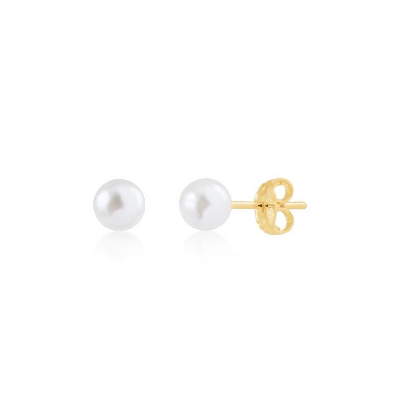 BRINCO PÉROLA 6 MM LUXO FOLHEADO A OURO 18K 