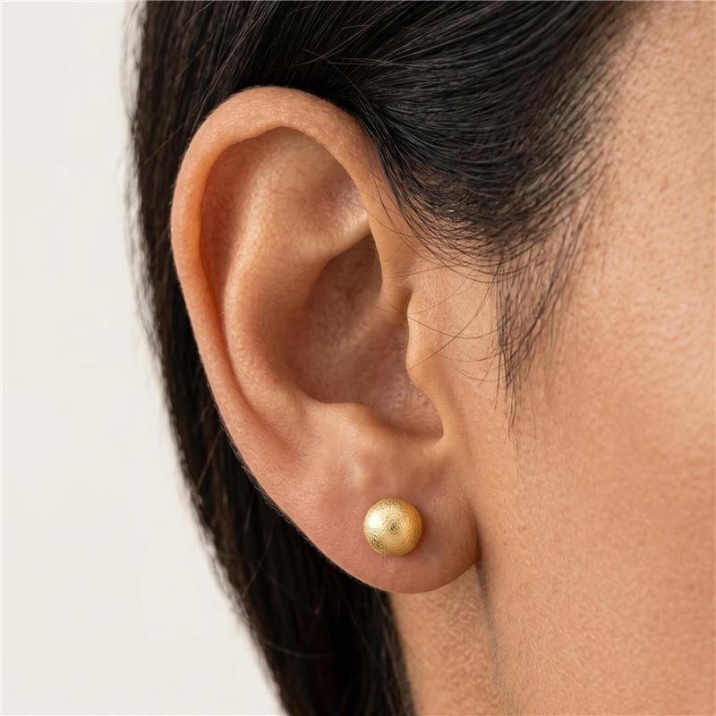 BRINCO BOLA DIAMANTADA 5MM FOLHEADA A OURO 18K