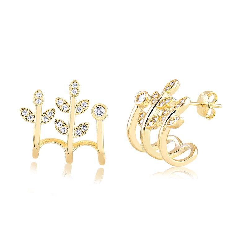 BRINCO RAMOS FOLHAS FOLHEADO A OURO 18K