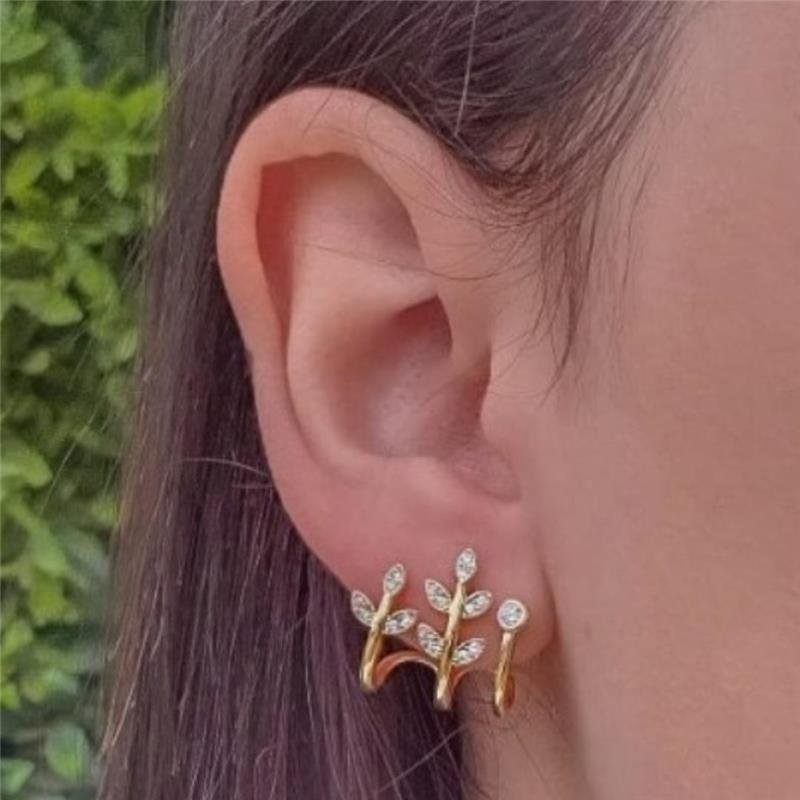 BRINCO RAMOS FOLHAS FOLHEADO A OURO 18K