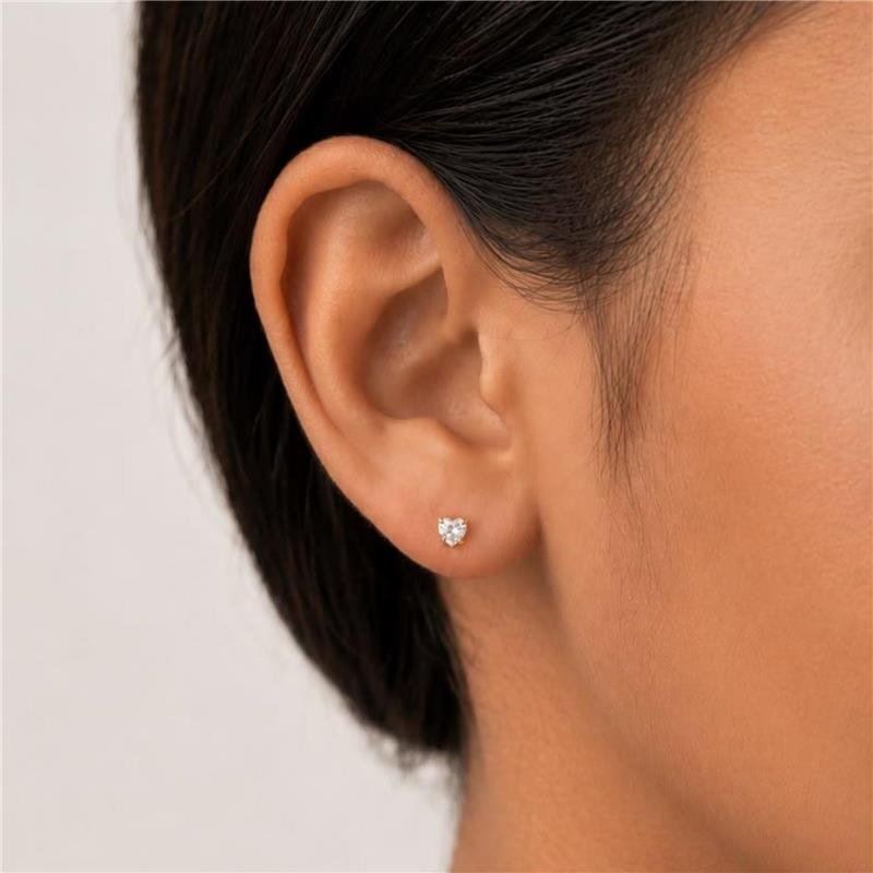 BRINCO CORAÇÃO DE ZIRCÔNIA BABY FOLHEADO A OURO 18K