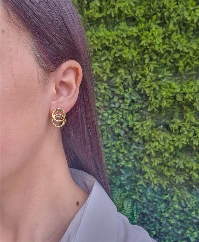 BRINCO COM FIOS ENTRELAÇADOS FOLHEADO A OURO 18K