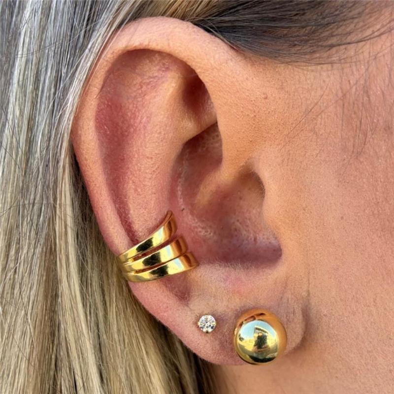 BRINCO BOLA LISA 8 MM CLÁSSICO FOLHEADO A OURO 18K 
