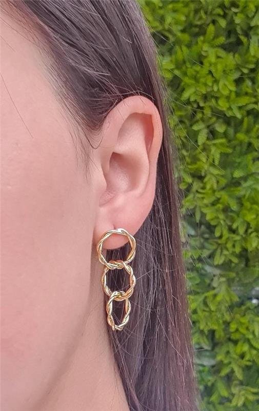 BRINCO ELOS ENTRELAÇADOS FOLHEADO A OURO 18K