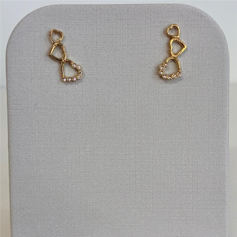 BRINCO EAR CUFF CORAÇÕES FOLHEADO A OURO 18K