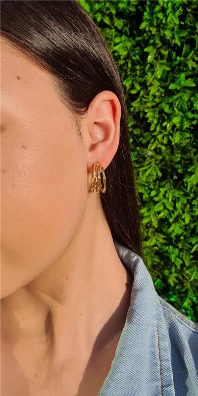 BRINCO TRÊS FIOS TORCIDOS FOLHEADO A OURO 18K