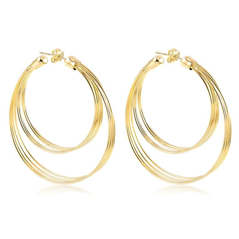 BRINCO ARGOLA DUPLA LISA FOLHEADO A OURO 18K