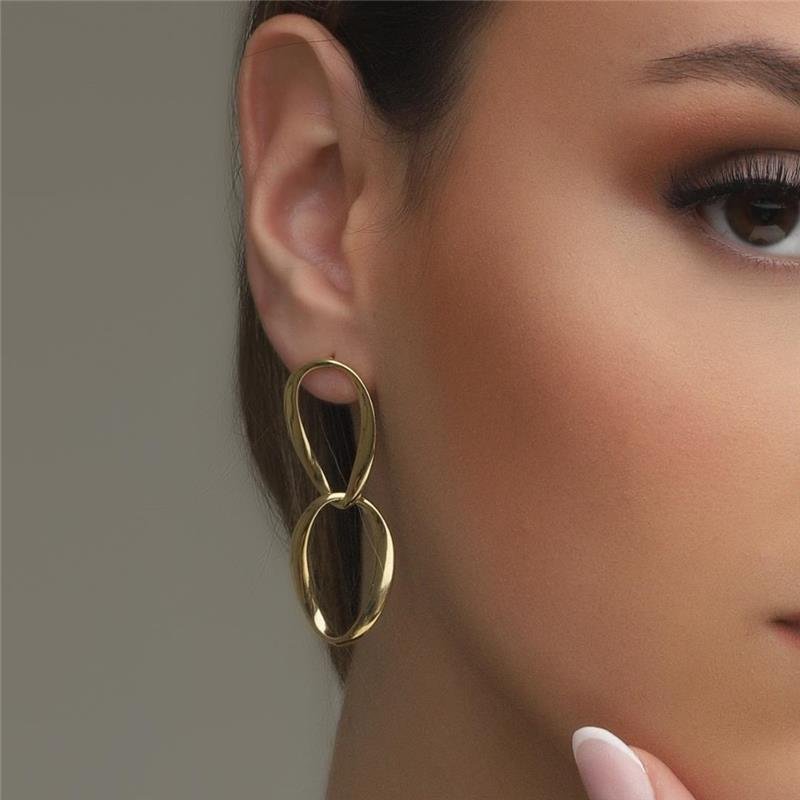 BRINCO CORRENTE ELO GRANDE FOLHEADO A OURO 18K
