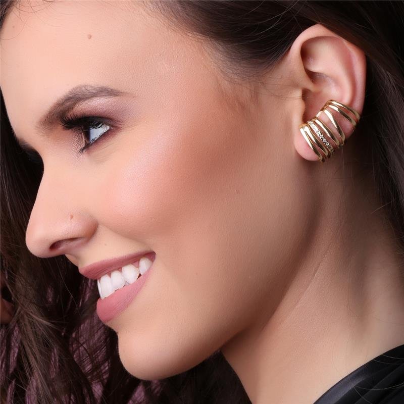 BRINCO EAR CUFF FOLHEADO A OURO 18K