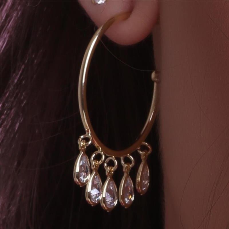 BRINCO ARGOLA GOTAS FOLHEADO A OURO 18K