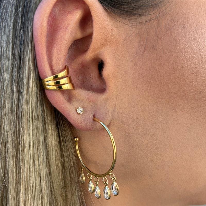 BRINCO ARGOLA GOTAS FOLHEADO A OURO 18K