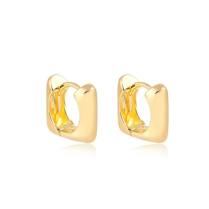 BRINCO ARGOLA CLICK QUADRADA LISA BANHADA A OURO 18K