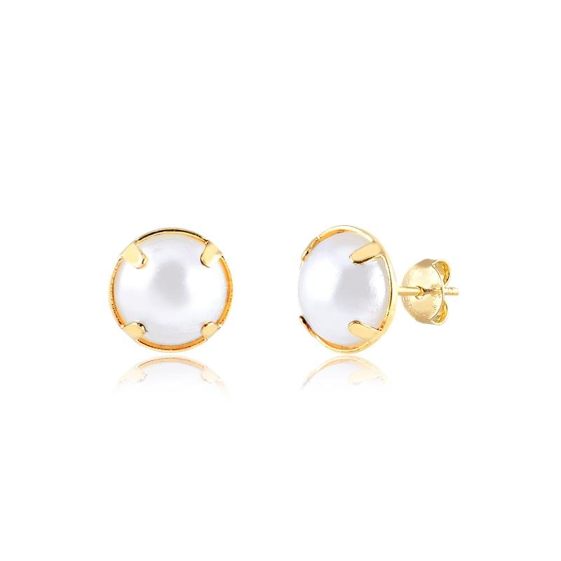 BRINCO TRIO DE MEIA PÉROLA FOLHEADA A OURO 18K