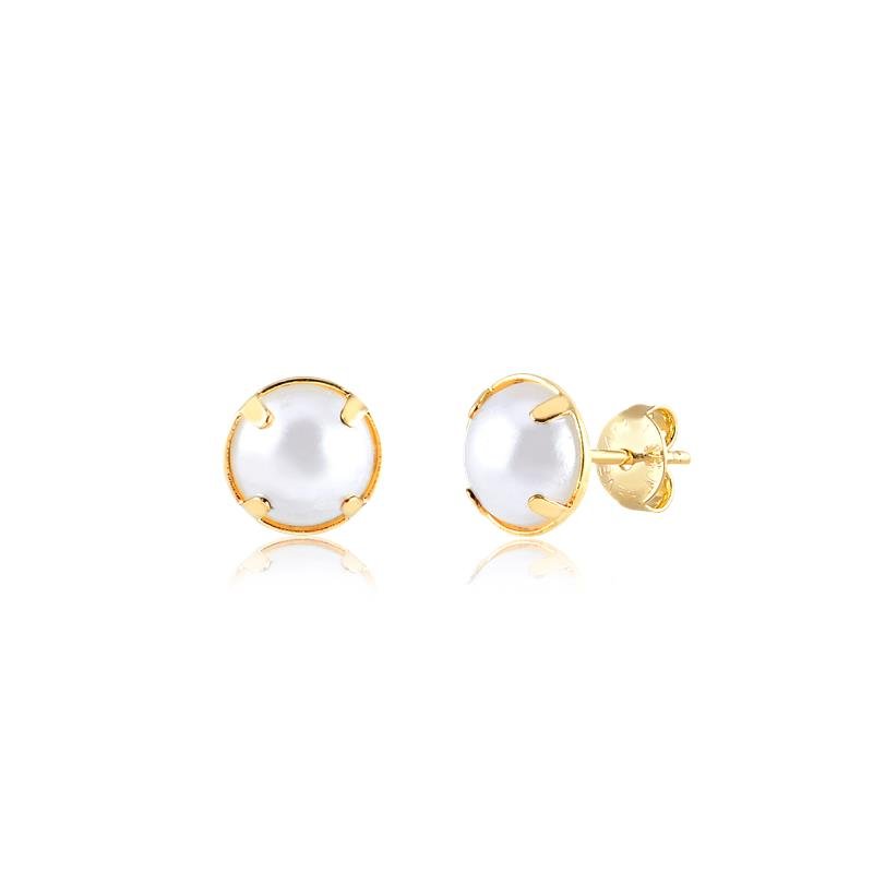 BRINCO TRIO DE MEIA PÉROLA FOLHEADA A OURO 18K