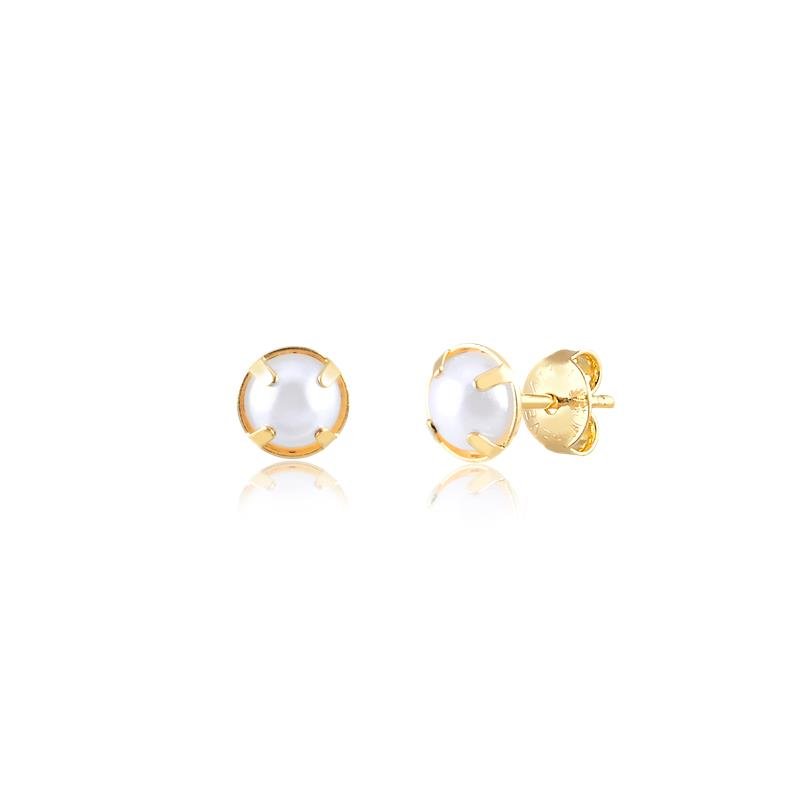 BRINCO TRIO DE MEIA PÉROLA FOLHEADA A OURO 18K