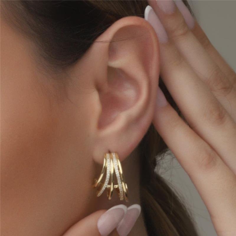 BRINCO EAR CUFF FIOS FOLHEADO A OURO 18K