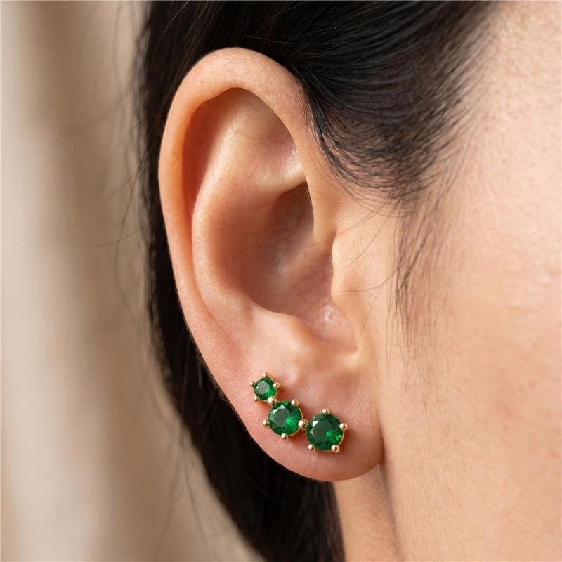 BRINCO PEDRA VERDE FOLHEADA A OURO 18K 