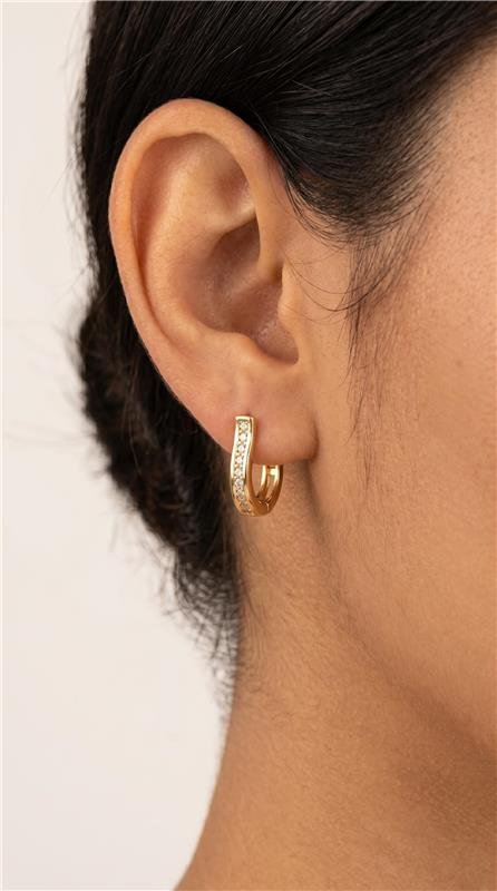 BRINCO ARGOLA CRAVEJADA FOLHEADA A OURO 18K 