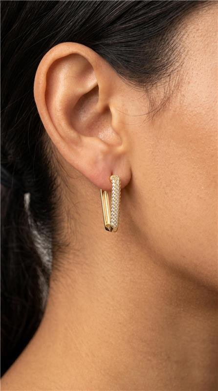 BRINCO ARGOLA CRAVEJADA FOLHEADA A OURO 18K 