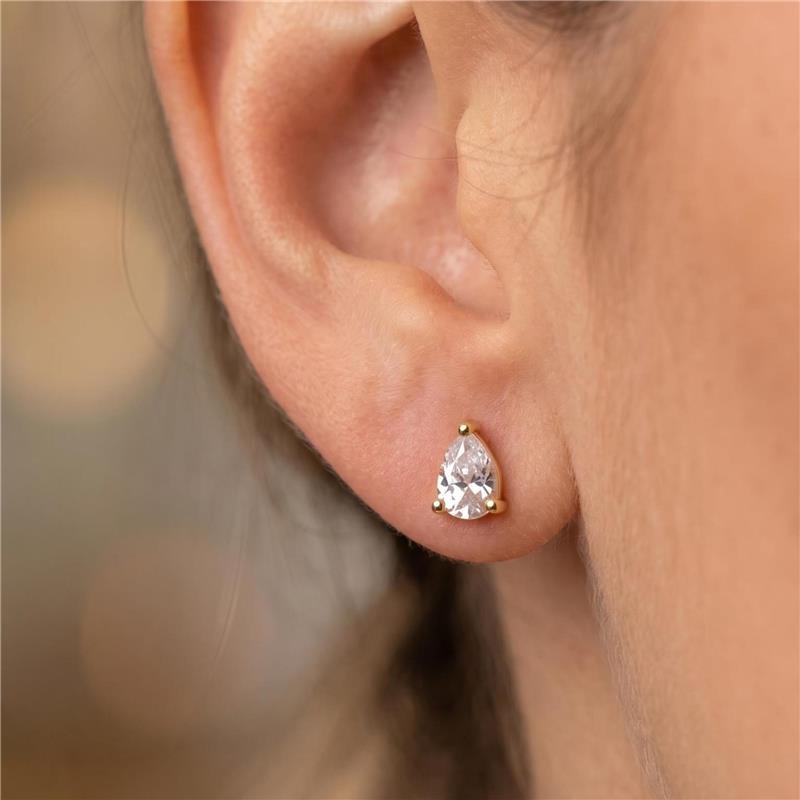 BRINCO PONTO DE LUZ GOTA BASE 3MM FOLHEADO A OURO 18K 