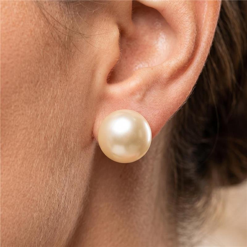 BRINCO PÉROLA 1CM FOLHEADO A OURO 18K 