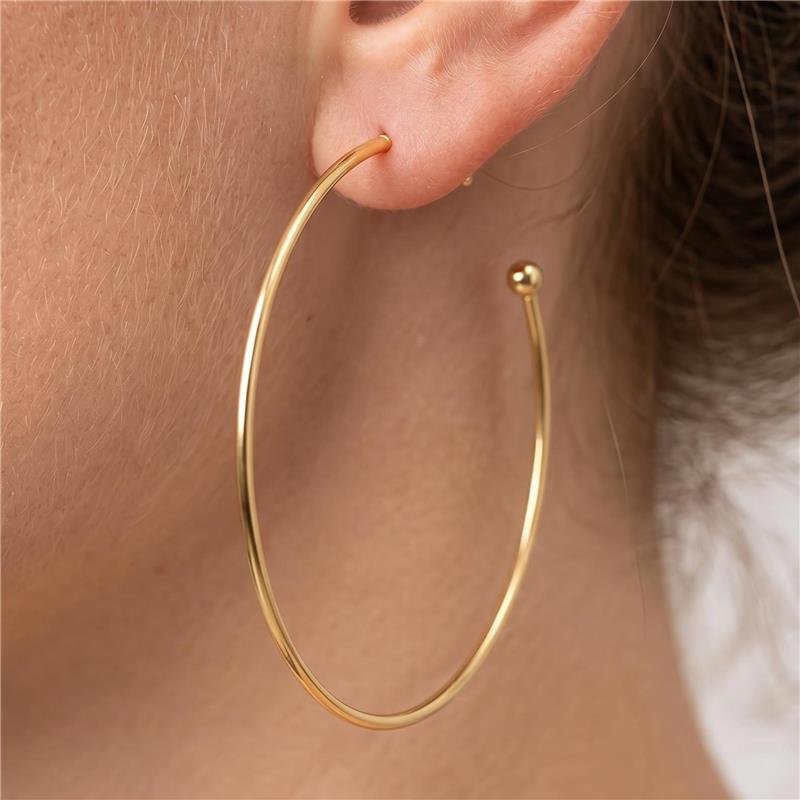 BRINCO ARGOLA LISA FOLHEADA A OURO 18K 