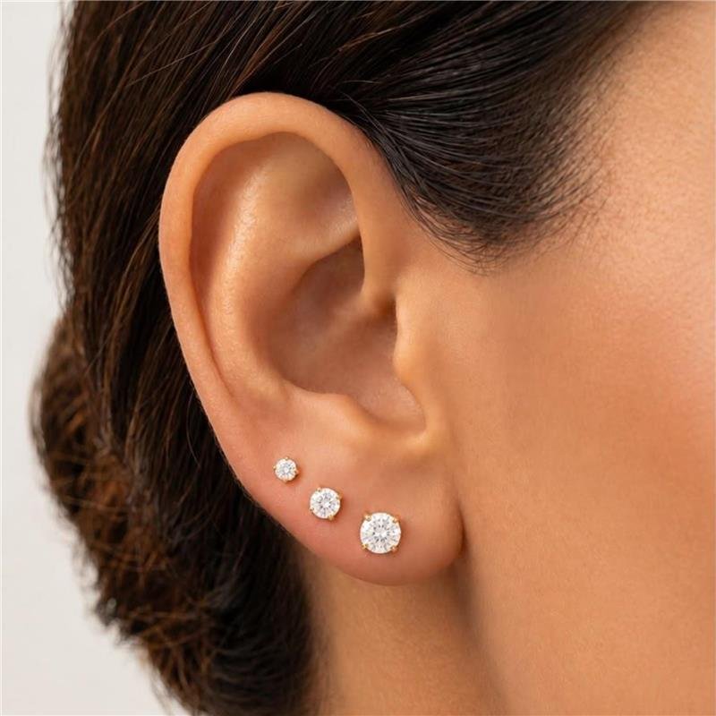 TRIO BRINCO PONTO DE LUZ ZIRCÔNIA CRISTAL FOLHEADO A OURO 18K