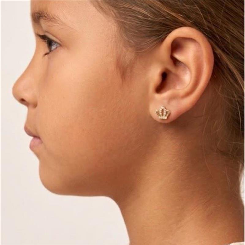 BRINCO INFANTIL COROA COM ZIRCÔNIAS FOLHEADO A OURO 18K