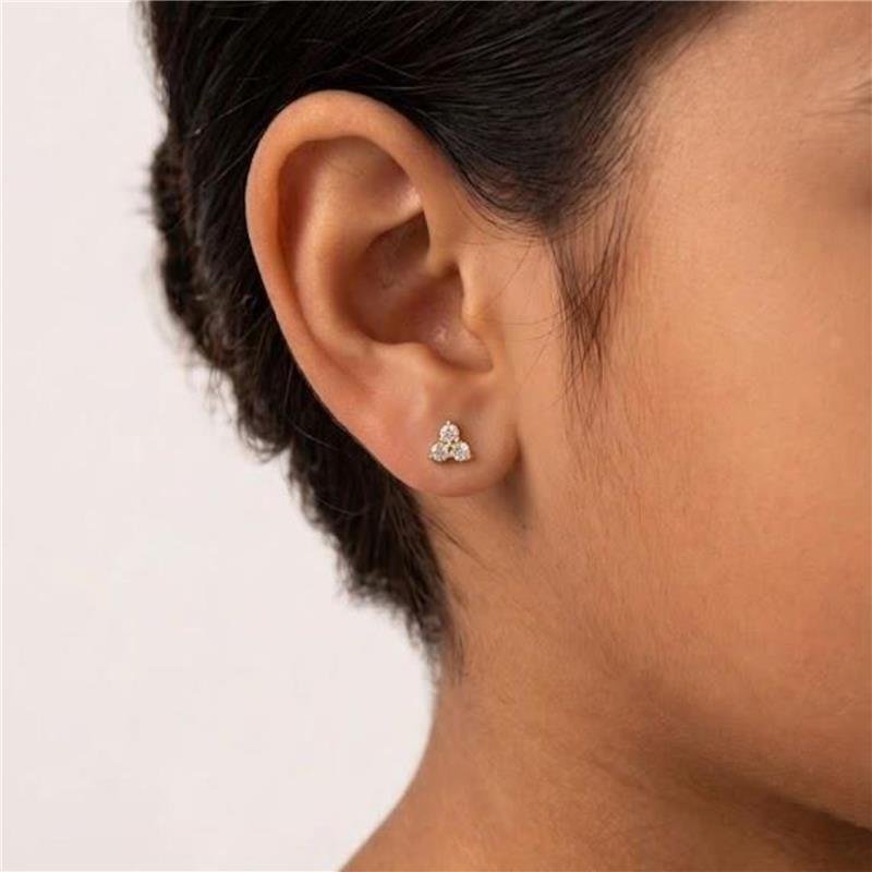 BRINCO INFANTIL TRIO DE ZIRCÔNIAS CRISTAL FOLHEADO A OURO 18K