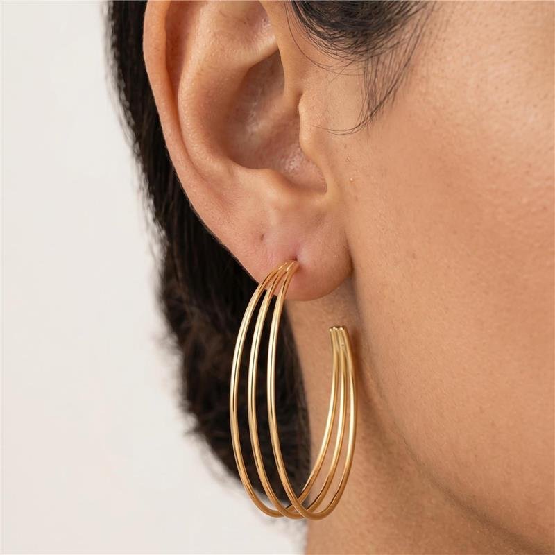 BRINCO ESPIRAL MULTIFIO LISO FOLHEADO A OURO 18K