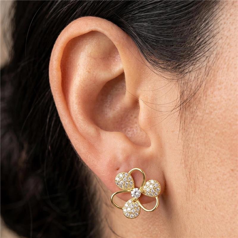BRINCO FLOR FOLHEADO A OURO 18K 